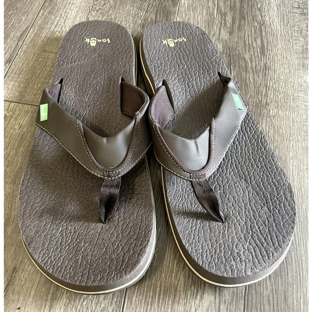 Sanuk Beer Cozy Flip Flop SMS2839 Brown Men's Size 13‎